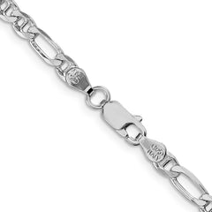 Sterling Silver Rhodium-plated 3.75mm Figaro Anchor ChainQAF100R
