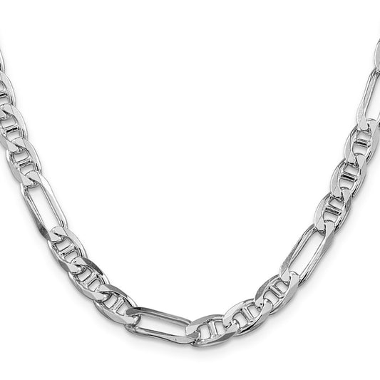 Sterling Silver Rhodium-plated 6.5mm Figaro Anchor ChainQAF180R