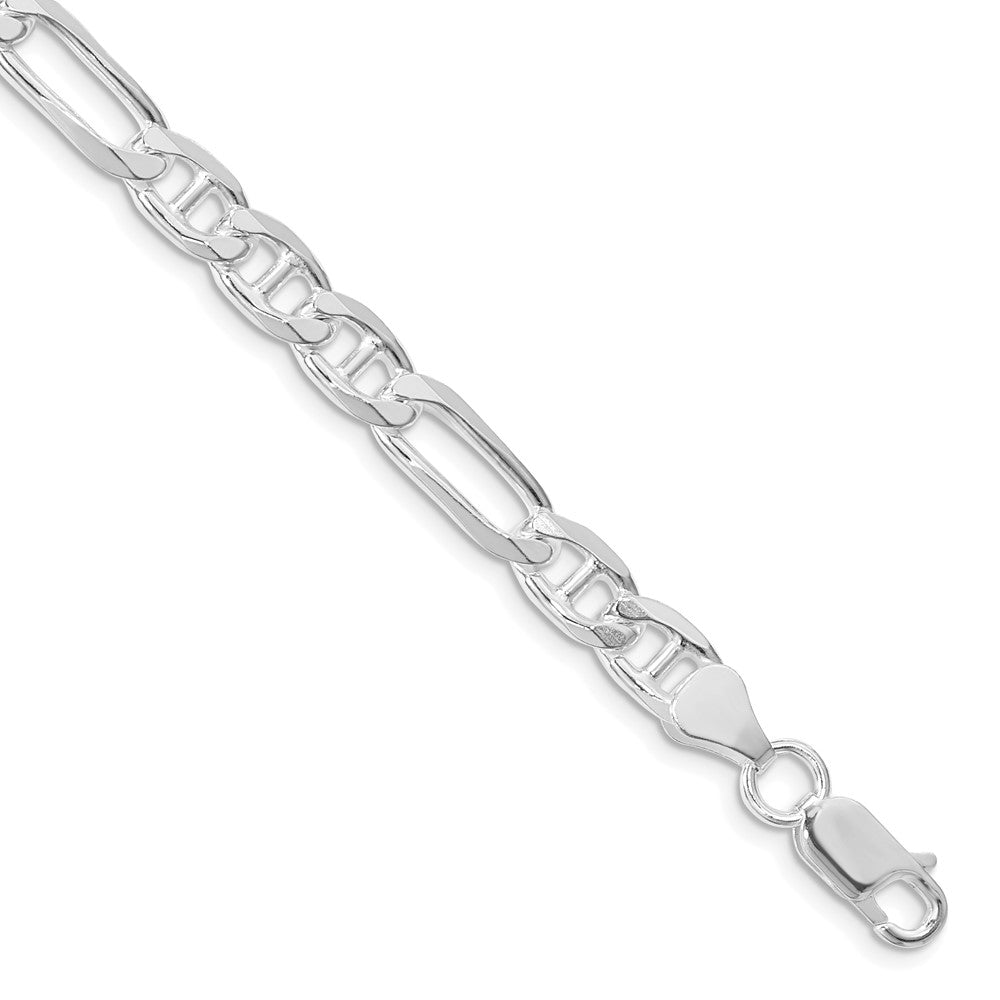 Sterling Silver Rhodium-plated 6.5mm Figaro Anchor Chain QAF180R-8