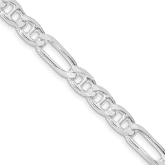 Sterling Silver Rhodium-plated 6.5mm Figaro Anchor ChainQAF180R