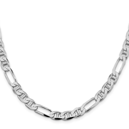 Sterling Silver Rhodium-plated 7.5mm Figaro Anchor ChainQAF200R