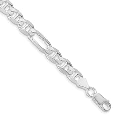 Sterling Silver Rhodium-plated 7.5mm Figaro Anchor Chain QAF200R-8
