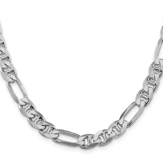 Sterling Silver Rhodium-plated 8.25mm Figaro Anchor ChainQAF220R