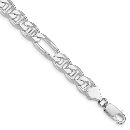 Sterling Silver Rhodium-plated 8.25mm Figaro Anchor Chain QAF220R-8