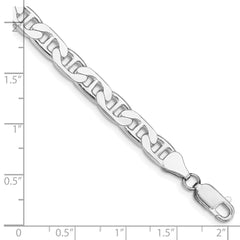 Sterling Silver Rhodium-plated 6.5mm Flat Anchor Chain QAN180R-8