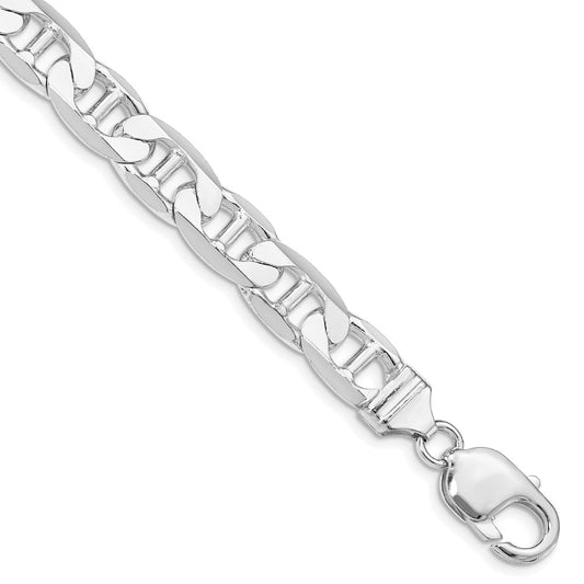 Sterling Silver Rhodium-plated 9.5mm Flat Anchor Chain QAN250R-8