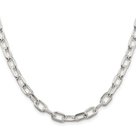 Sterling Silver Rhodium-plated 6.65mm Diamond-cut Long Link Cable ChainQAR180R