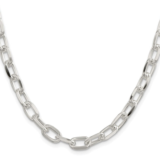 Sterling Silver Rhodium-plated 7.5mm Diamond-cut Long Link Cable ChainQAR200R