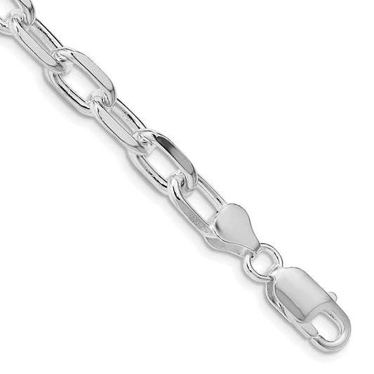 Sterling Silver Rhodium-plated 7.5mm Diamond-cut Long Link Cable Chain QAR200R-8