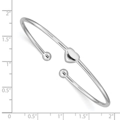 Sterling Silver Rhodium-plated Heart Cuff Bangle QB1002