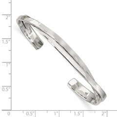 Sterling Silver Rhod-plated Plain 3mm Hammered Bands Bangle QB1017