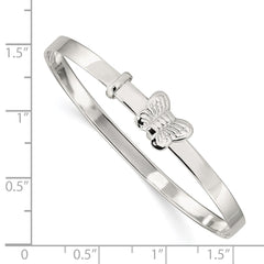 Sterling Silver Polished/Antiqued Butterfly 4mm Adjustable Children's Bangl QB1047