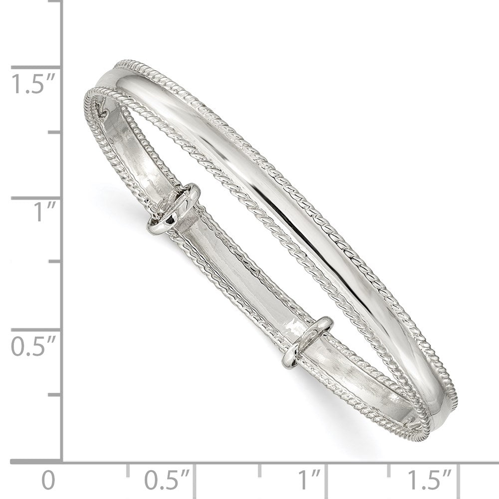 Sterling Silver Polished Milgrain 4.75mm Adjustable Children's Bangle QB1053
