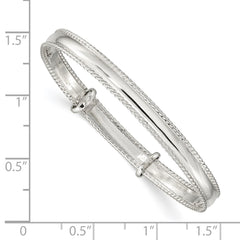 Sterling Silver Polished Milgrain 4.75mm Adjustable Children's Bangle QB1053