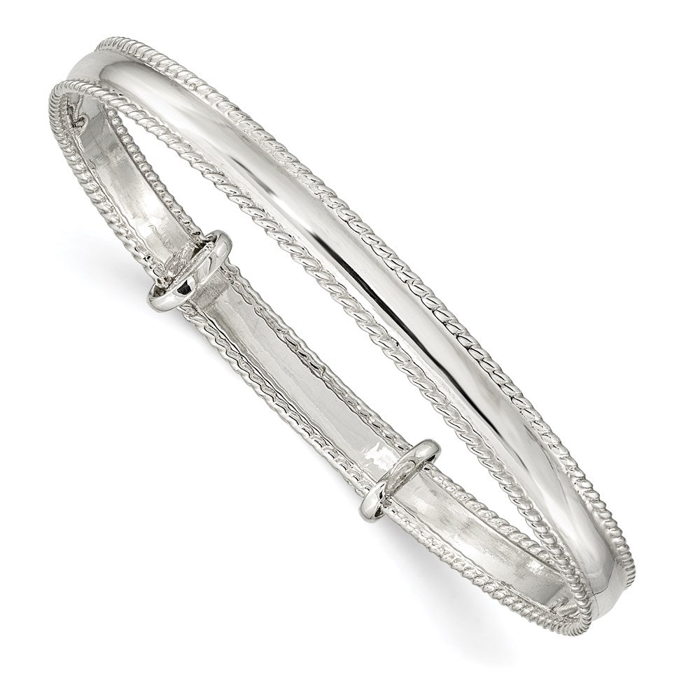 Sterling Silver Polished Milgrain 4.75mm Adjustable Children's Bangle QB1053