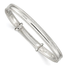 Sterling Silver Polished Milgrain 4.75mm Adjustable Children's Bangle QB1053