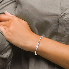 Sterling Silver Polished Bow Baby Bangle Bracelet QB1056