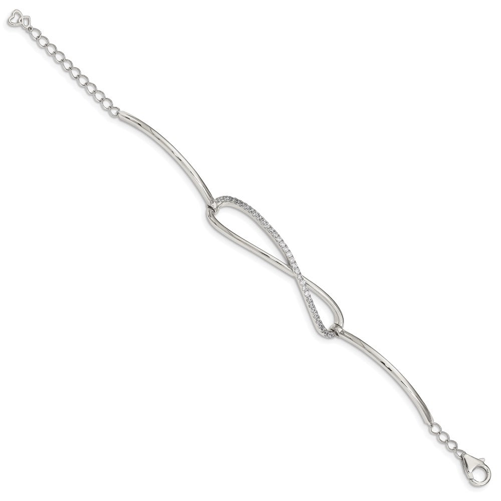 Sterling Shimmer Sterling Silver Rhodium-plated 33 Stone CZ Infinity Symbol Bracelet QB1064