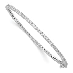 Sterling Shimmer Sterling Silver Rhodium-plated 68 Stone CZ Hinged Bangle Bracelet QB1065