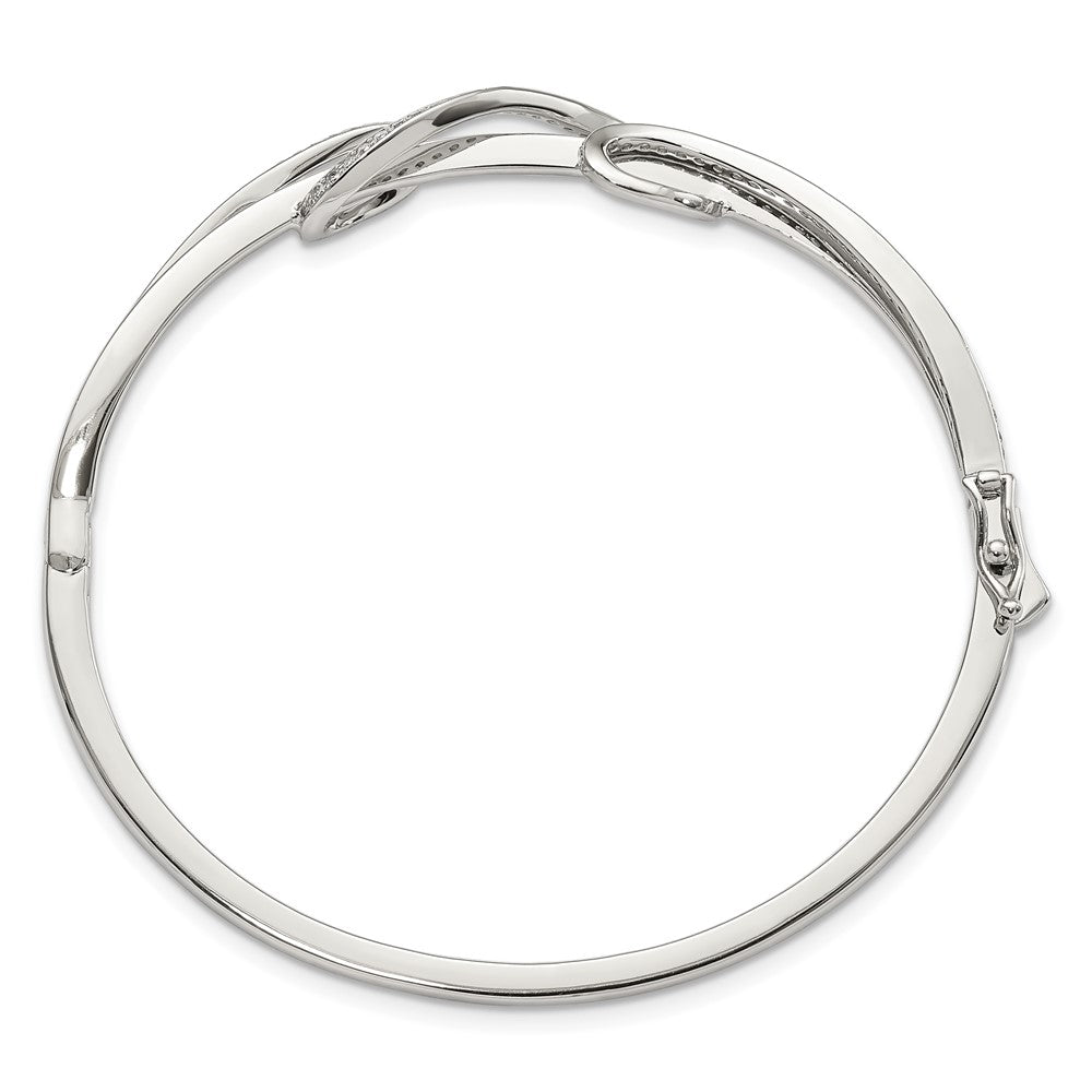 Sterling Shimmer Sterling Silver Rhodium-plated 83 Stone CZ Hinged Bangle Bracelet QB1068