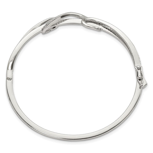 Sterling Shimmer Sterling Silver Rhodium-plated 83 Stone CZ Hinged Bangle Bracelet QB1068