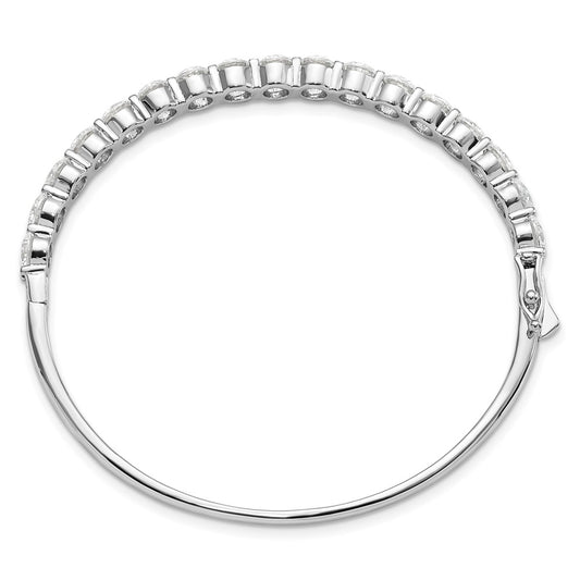 Sterling Shimmer Sterling Silver Rhodium-plated 17 Stone CZ Hinged Bangle Bracelet QB1071