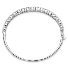Sterling Shimmer Sterling Silver Rhodium-plated 17 Stone CZ Hinged Bangle Bracelet QB1071