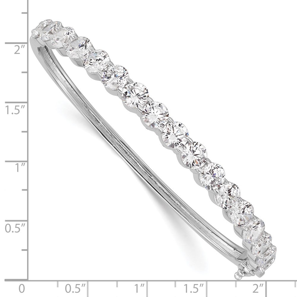 Sterling Shimmer Sterling Silver Rhodium-plated 17 Stone CZ Hinged Bangle Bracelet QB1071