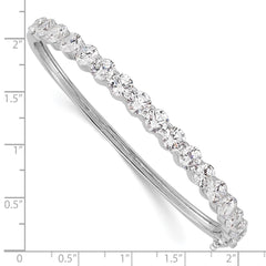 Sterling Shimmer Sterling Silver Rhodium-plated 17 Stone CZ Hinged Bangle Bracelet QB1071