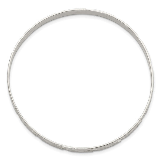 Sterling Silver 5mm Diamond Cut Slip-on Bangle QB1082