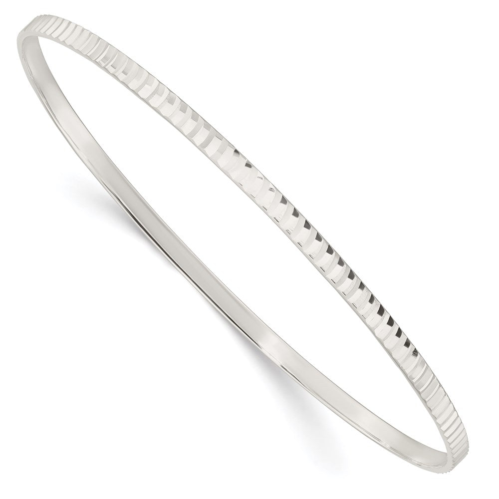 Sterling Silver Diamond Cut Slip-on Bangle QB1083