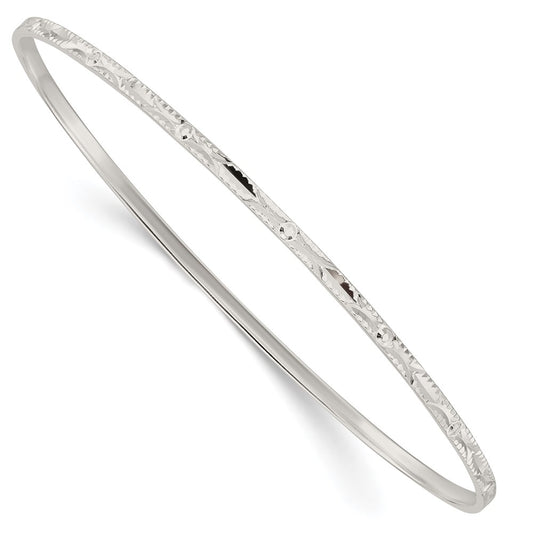 Sterling Silver Diamond Cut Slip-on Bangle QB1085