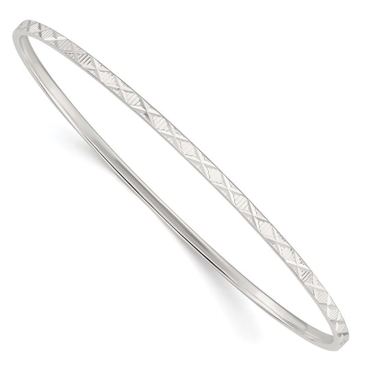 Sterling Silver Diamond Cut Slip-on Bangle QB1086