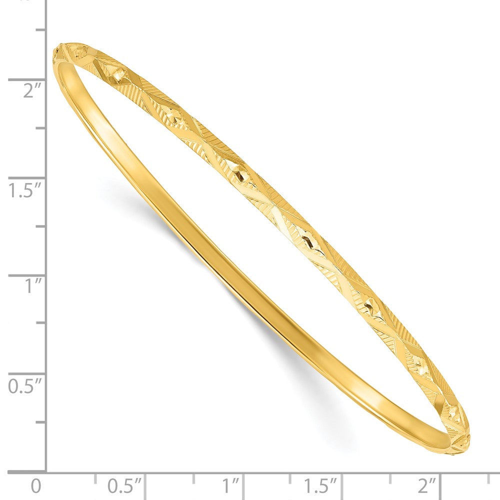 Sterling Silver Gold-tone Diamond Cut Slip-on Bangle QB1089