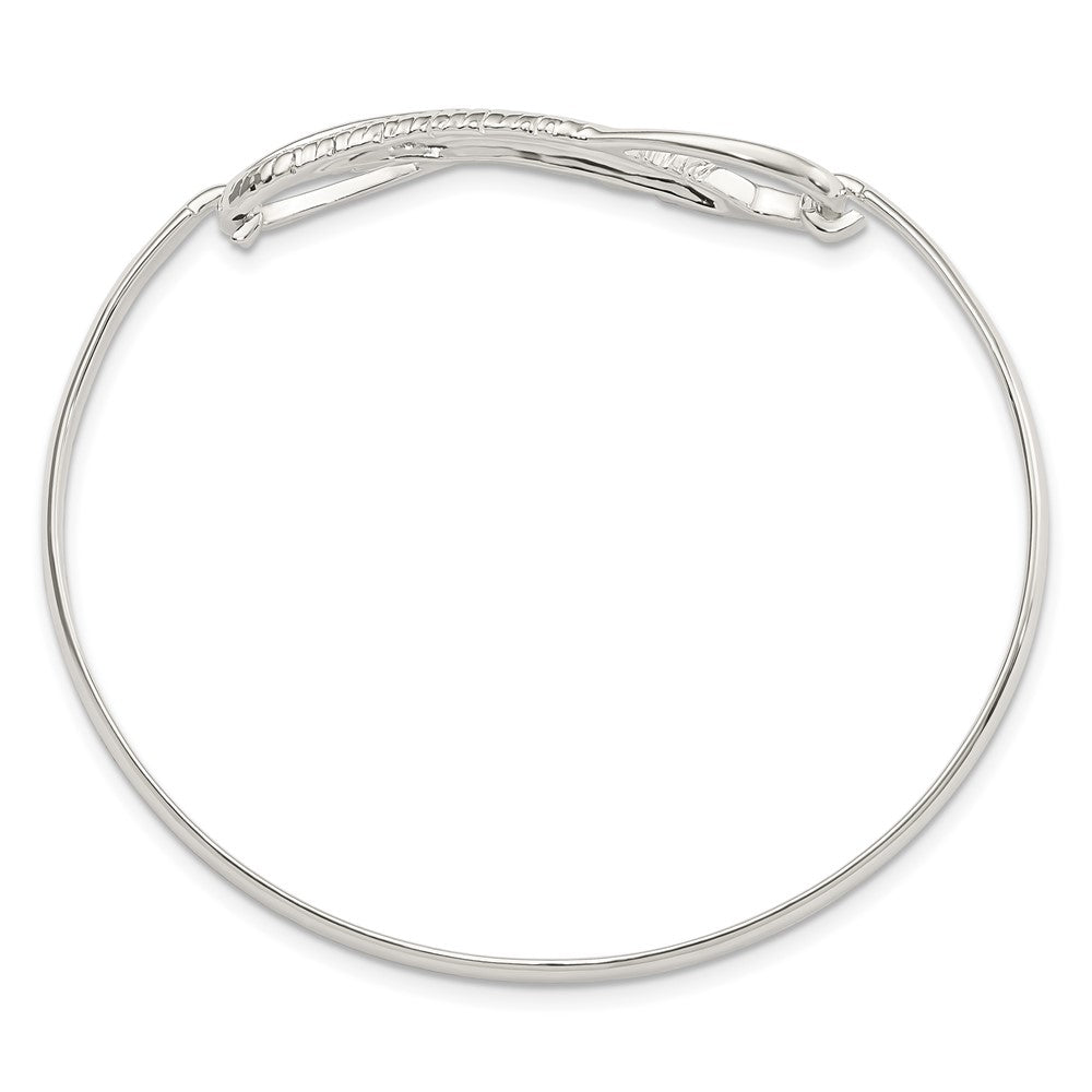 Sterling Silver Infinity w/Feather Bangle Bracelet QB1139