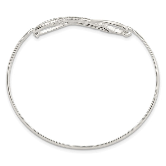 Sterling Silver Infinity w/Feather Bangle Bracelet QB1139