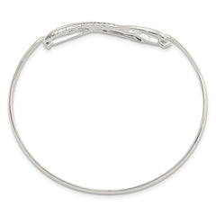 Sterling Silver Infinity w/Feather Bangle Bracelet QB1139
