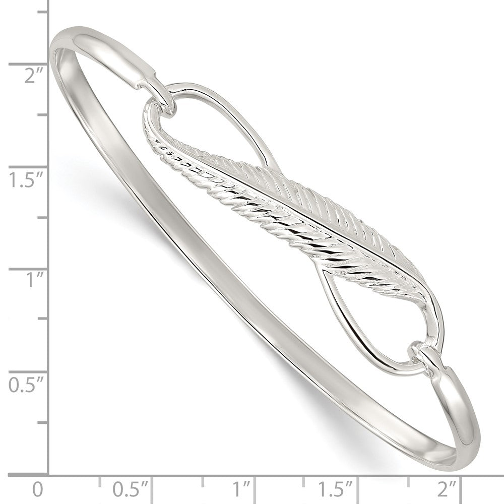 Sterling Silver Infinity w/Feather Bangle Bracelet QB1139