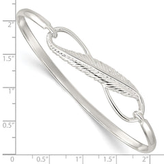Sterling Silver Infinity w/Feather Bangle Bracelet QB1139
