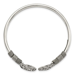 Sterling Silver Polished Tree Antiqued Flexible Bangle QB1164