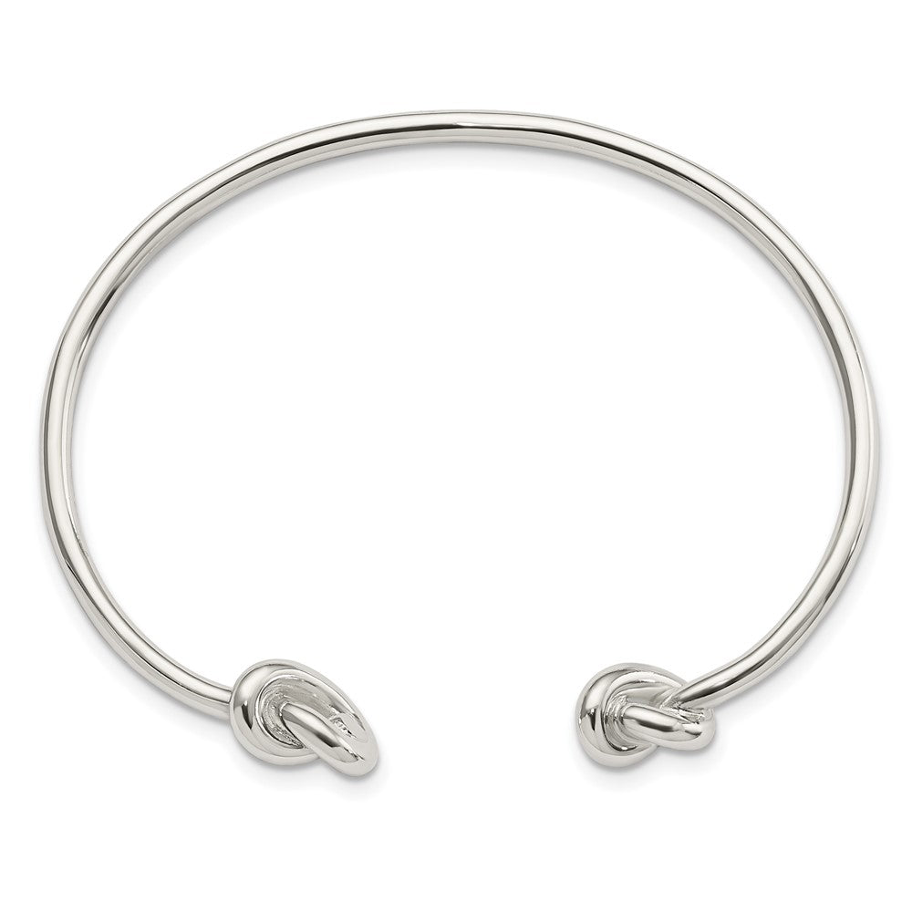 Sterling Silver Polished Knotted Ends Cuff Bangle QB1175