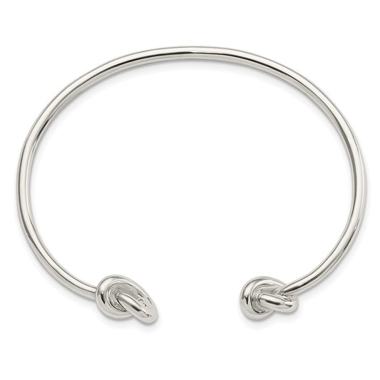 Sterling Silver Polished Knotted Ends Cuff Bangle QB1175