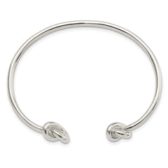Sterling Silver Polished Knotted Ends Cuff Bangle QB1175