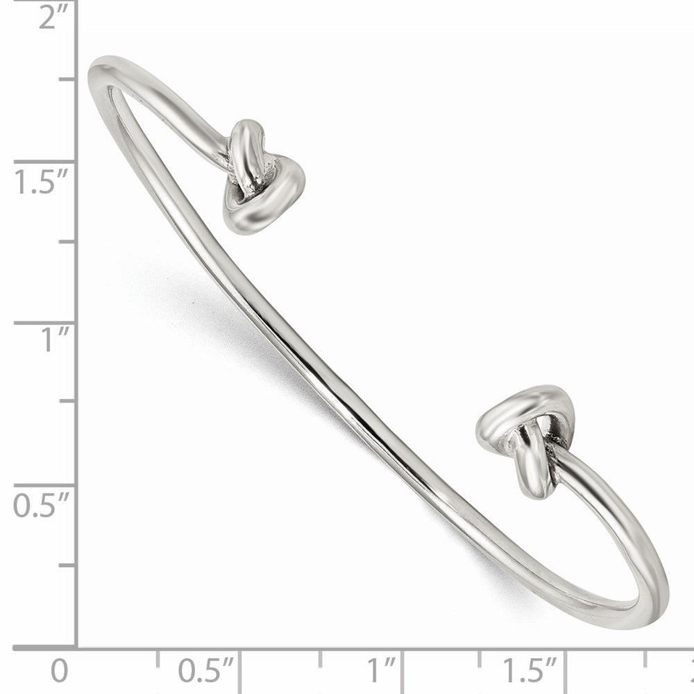 Sterling Silver Polished Knotted Ends Cuff Bangle QB1175