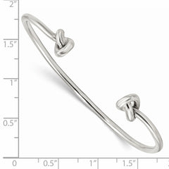 Sterling Silver Polished Knotted Ends Cuff Bangle QB1175