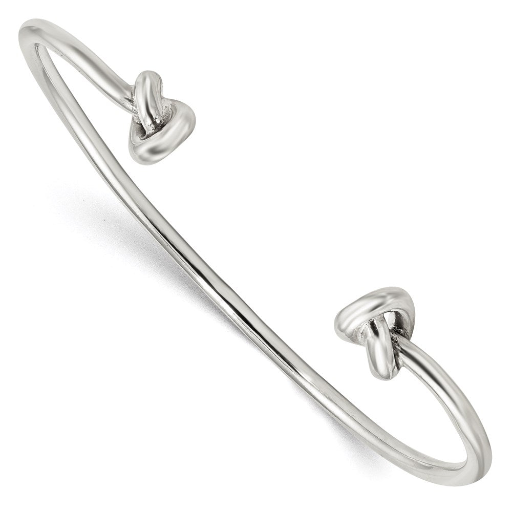 Sterling Silver Polished Knotted Ends Cuff Bangle QB1175