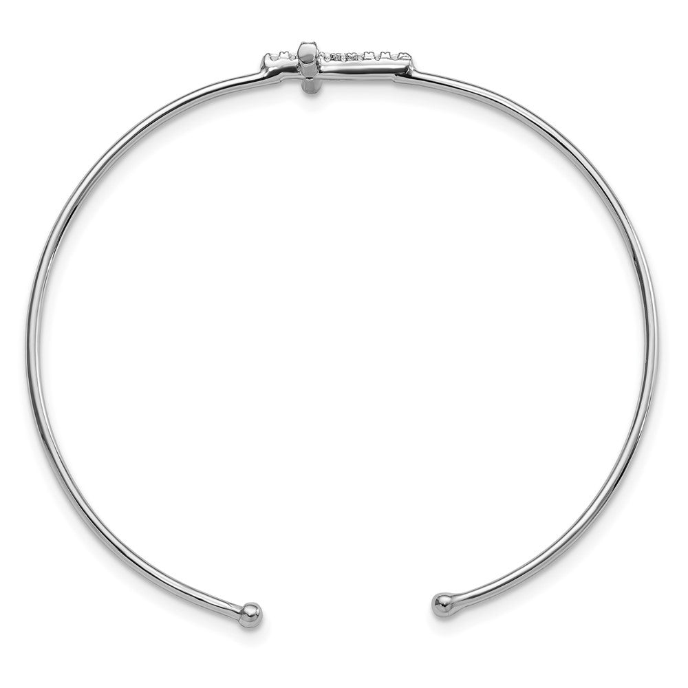 Sterling Silver Rhodium-plated CZ Cross Cuff Bangle QB1185