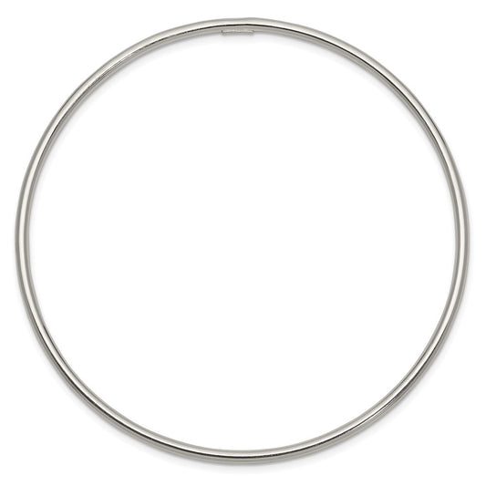 Sterling Silver Rhodium-plated 2mm Slip-on Bangle Bracelet QB119