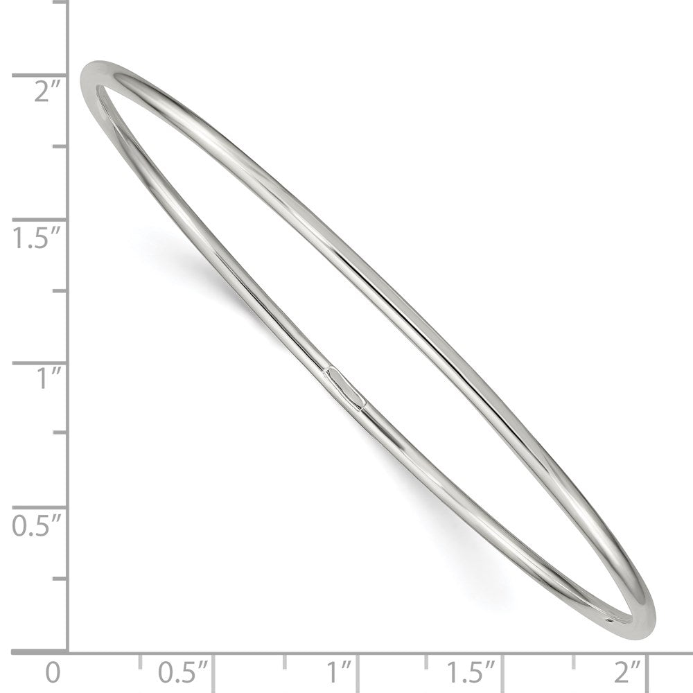 Sterling Silver Rhodium-plated 2mm Slip-on Bangle Bracelet QB119