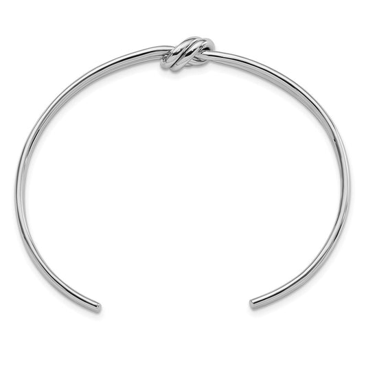 Sterling Silver Rhodium-plated Polished Knot Cuff Bangle QB1193